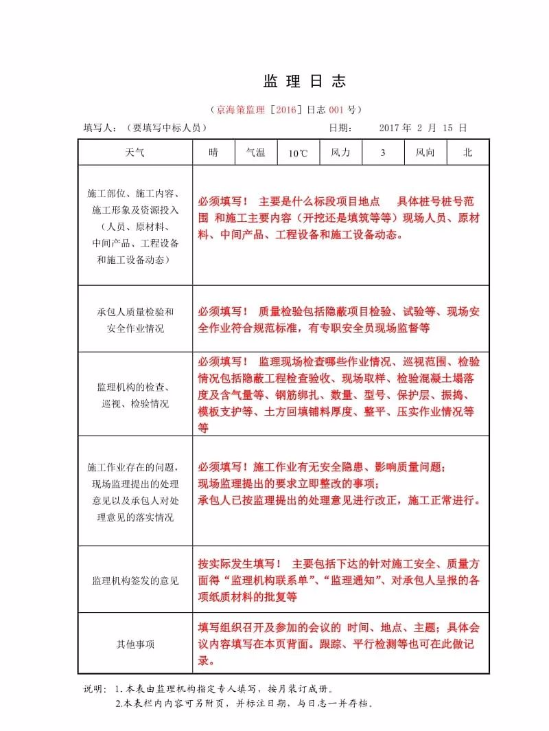 監(jiān)理日志填寫時，把這10條記錄完善，任何檢查都不怕！